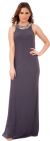 Main image of Round Bejeweled Neck Jersey Long Formal Evening Dress